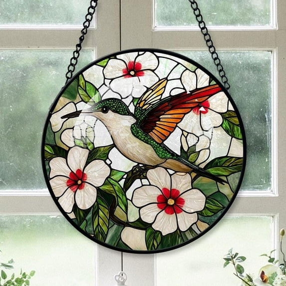 Personalized Hummingbird Stained Glass 2025, Hummingbird Xmas Gifts Ideas, Hummingbird Suncatcher, Christmas Tree Ornament XFsr3e