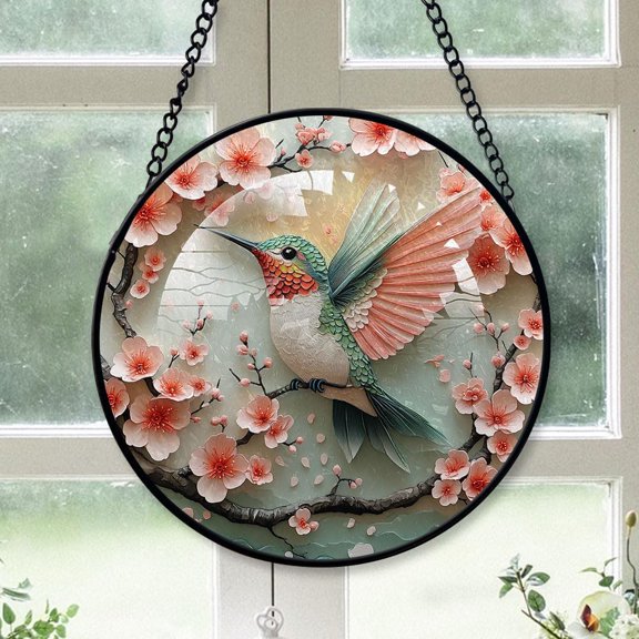 Personalized Hummingbird Suncatcher Stained Glass, Hummingbird Gifts for Women, Hummingbird for Windows, Hummingbird Window Hangings with Chain and Hook S5rDU8