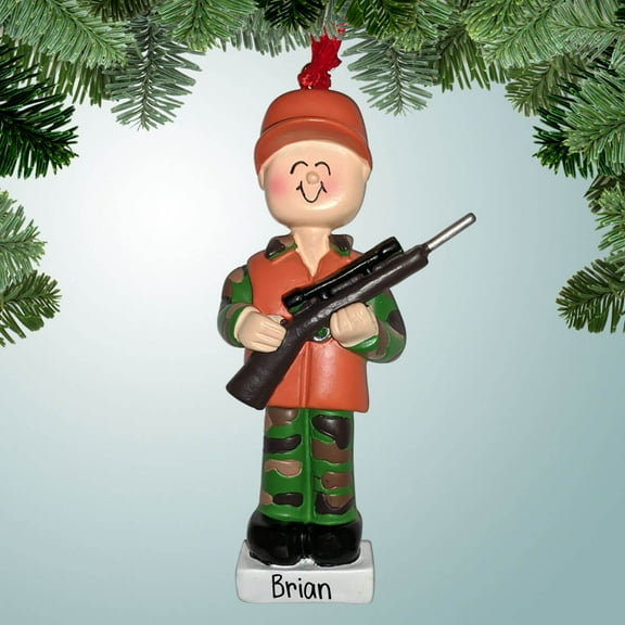 Personalized Hunter with Orange Vest Christmas Ornament - Hunting Trip - Deer Hunter - Duck - Elk - Camping - Great Gift Ideas