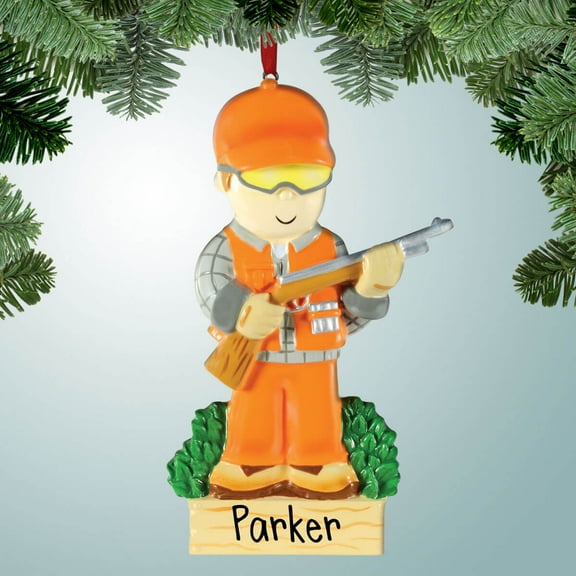 Personalized Hunter with Shooting Glasses Christmas Ornament - Hunting Trip - Deer Hunter - Duck - Elk - Camping - Great Gift Ideas