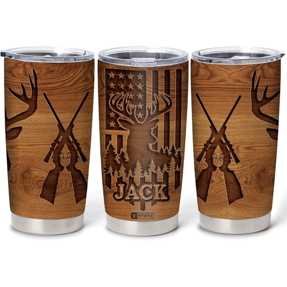 Personalized Hunting Gifts For Men - Deer Hunting Tumbler 20Oz Travel Coffee Mug Stainless Steel- Fathers Day Gift For Dad Him Boy Husband From Son Wife- Birthday Christmas Gifts For Hunters