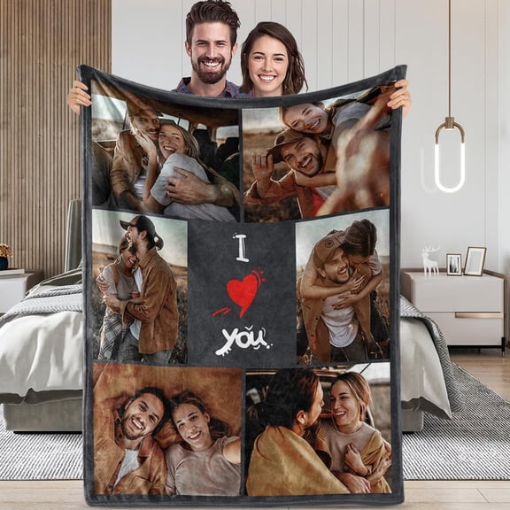 Personalized I Love You Gifts for Boyfriend Custom Blanket with Photos Customized Flannel Throw Blanket with Pictures Couples Gifts for Girlfriend Husband Wife Anniversary Christmas