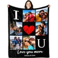 thumbnail image 1 of Personalized I Love You Photo Blankets for Mom Gifts from Daughter Son Custom Mothers Day Blankets with Photos Collage for Mom Blankets with Picture Customized Blankets, 1 of 5