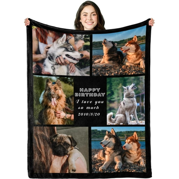 Personalized I Love You Photo Blankets for Mom Gifts from Daughter Son Custom Mothers Day Blankets with Photos Collage for Mom Blankets with Picture Customized Blankets