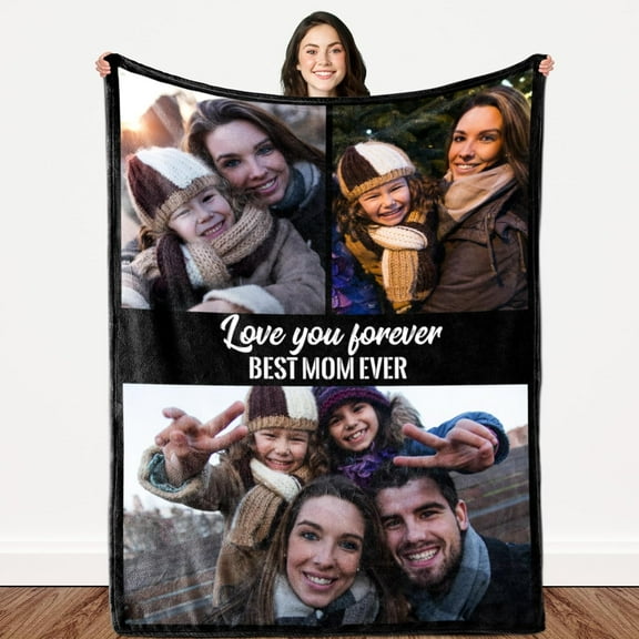 Personalized I Love You Photo Blankets for Mom Gifts from Daughter Son Custom Mothers Day Blankets with Photos Collage for Mom Blankets with Picture Customized Blankets