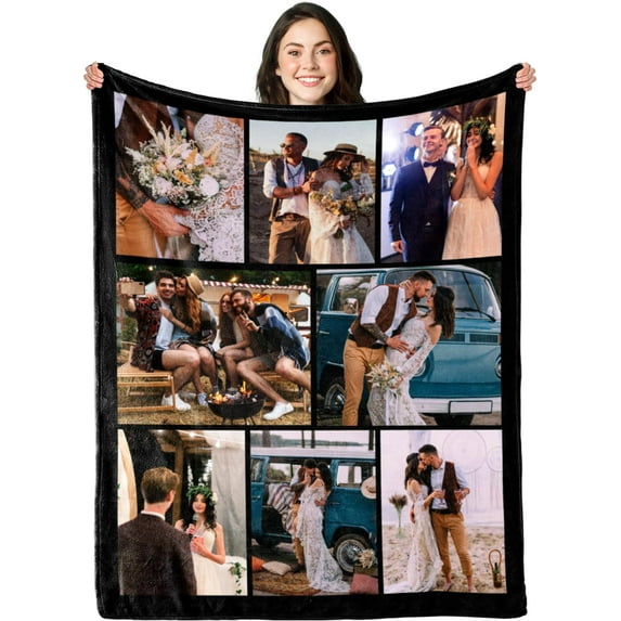 Personalized I Love You Photo Blankets for Mom Gifts from Daughter Son Custom Mothers Day Blankets with Photos Collage for Mom Blankets with Picture Customized Blankets