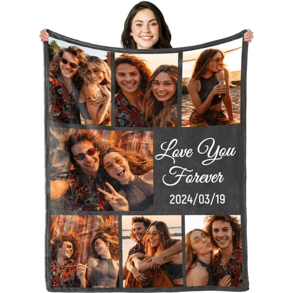 Personalized I Love You Photo Blankets for Mom Gifts from Daughter Son Custom Mothers Day Blankets with Photos Collage for Mom Blankets with Picture Customized Blankets
