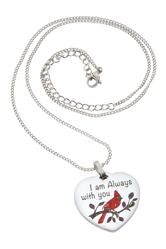 I Am Always With You Cardinal Heart Necklace