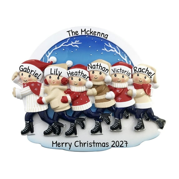 Personalized Ice Skating Family of 6 Christmas Ornament 2024 Ice Skater 1 Count - Ornaments by Elves
