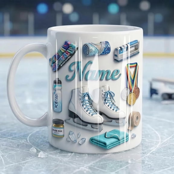 Personalized Ice Skating Mug, Custom Skater Name, Winter Sport Gift
