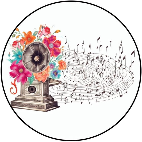 Personalized Your Own Image Text Photo, Music Play Printed Rugs Non-Slip Customized Circle Rug Modern Round Area Rug for Living Room(10 or Upload Pictures)