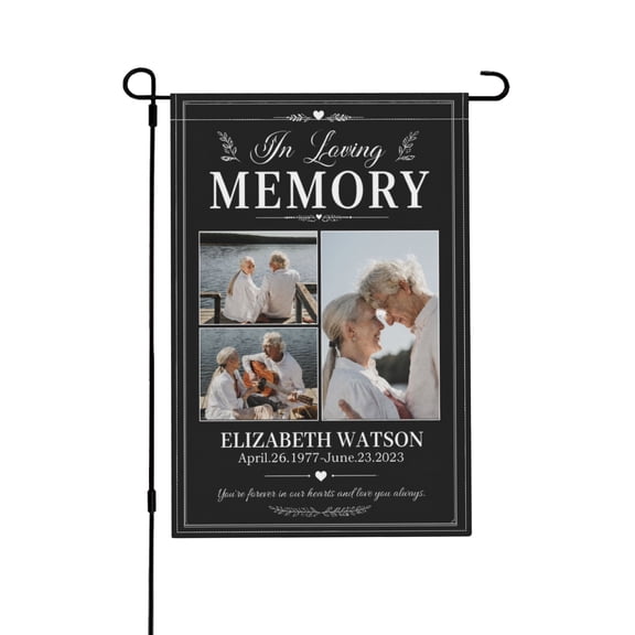 Personalized In Loving Memory Garden Flag With Custom Name and Date For Yard Or Grave Decoration 12x18 in