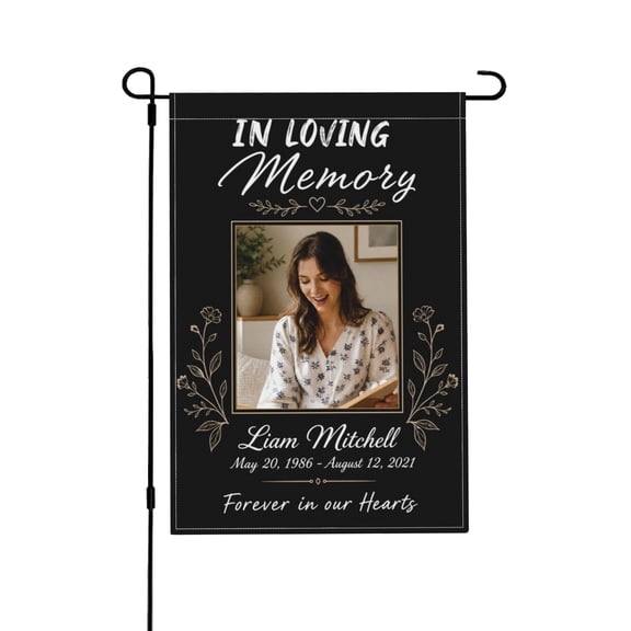 Personalized In Loving Memory Garden Flag with Custom Photo Name and Dates Memorial Outdoor Decoration 12x18 in