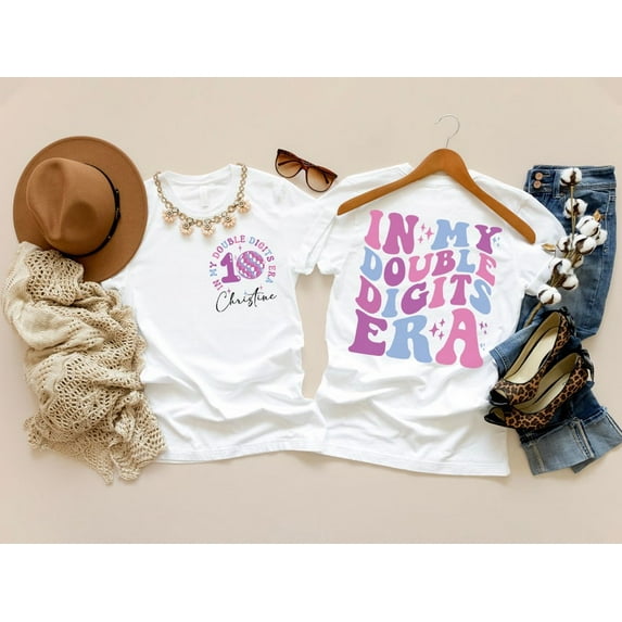 Personalized In My Double Digits Era Shirt, Birthday Girl Tee, 10 Years Old Birthday, Ten Birthday Shirt, 10th Birthday Gift, Gift For Girl