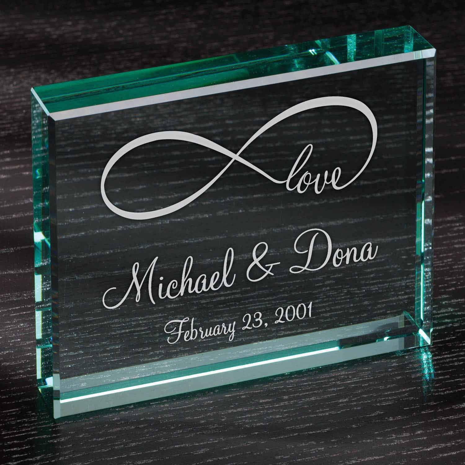 Personalized Infinity Love 4" x 5" Glass Keepsake