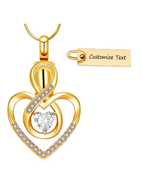 Personalized Infinity Love Heart in Heart Cremation Jewelry for Ashes Holder Urn Necklace for Ashes of Loved One Pendent for Ashes and Chain