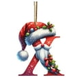 thumbnail image 1 of Personalized Initial A-Z Christmas Ornament Holiday Tree Decoration with Santa Hat Festive Monogram Hanging Letter for Seasonal Home Decor, 1 of 4