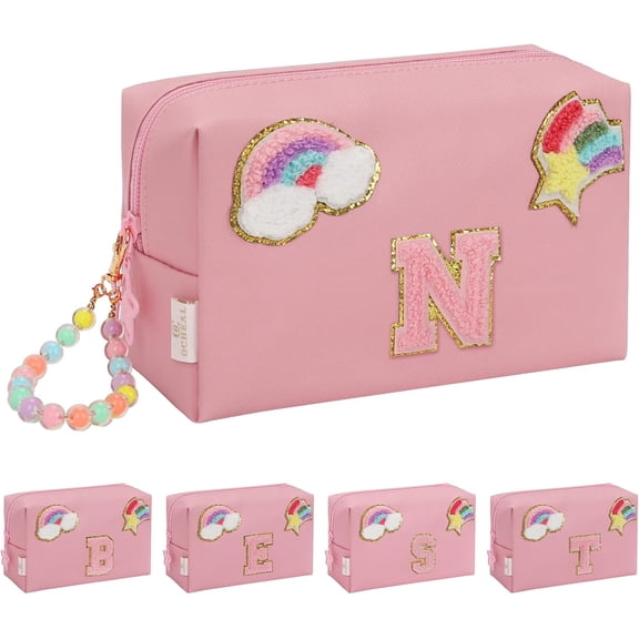 Personalized Initial Bag, Birthday Gifts for Girls 4 5 6 7 8 9 10 11 12 13 14 15 , Cute Bag Small Toiletry Bag Travel Make Up Organizer, for Teen Girl Women ,