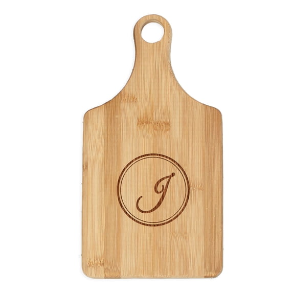 Personalized Initial Bamboo Paddle Cutting Board – Engraved Letter Design
