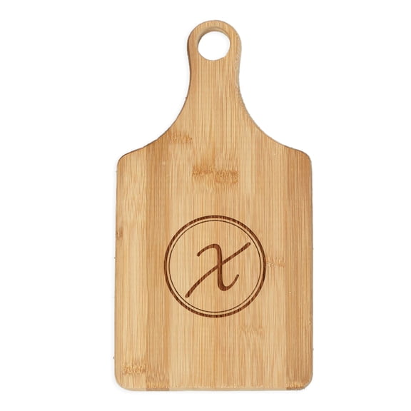 Personalized Initial Bamboo Paddle Cutting Board – Engraved Letter Design