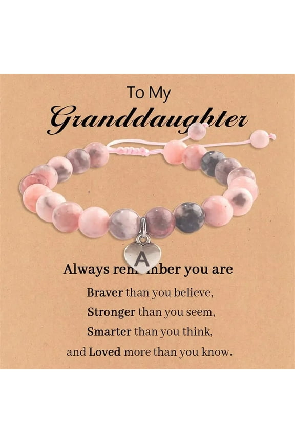 Personalized Initial Beaded Bracelet - Elegant Pink Letter A to T Charm Jewelry for Women & Girls, Perfect First Day of School, Birthday, Christmas Gift for Daughter & Granddaughter