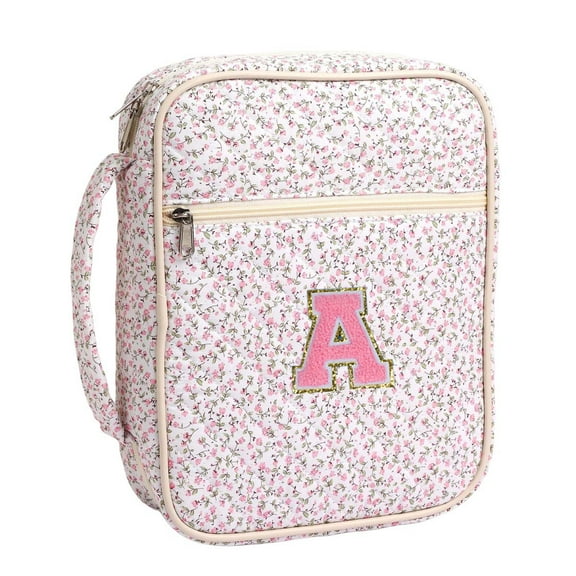 Personalized Initial Bible Cover Case for Women,Large Bible Tote Bags Organizer Quilted Carrying Case with Durable Handle ,Bible Study Supplies Accessories Christian Gifts for Women
