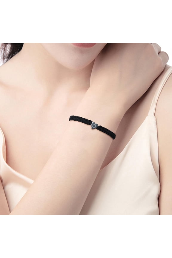 Personalized Initial Bracelet Copper Heart Letter Woven Jewelry for Women Men