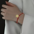 thumbnail image 1 of Personalized Initial Bracelet Gold Plated Letter Charm Red Knot Woven Bracelet for Men Women, 1 of 2