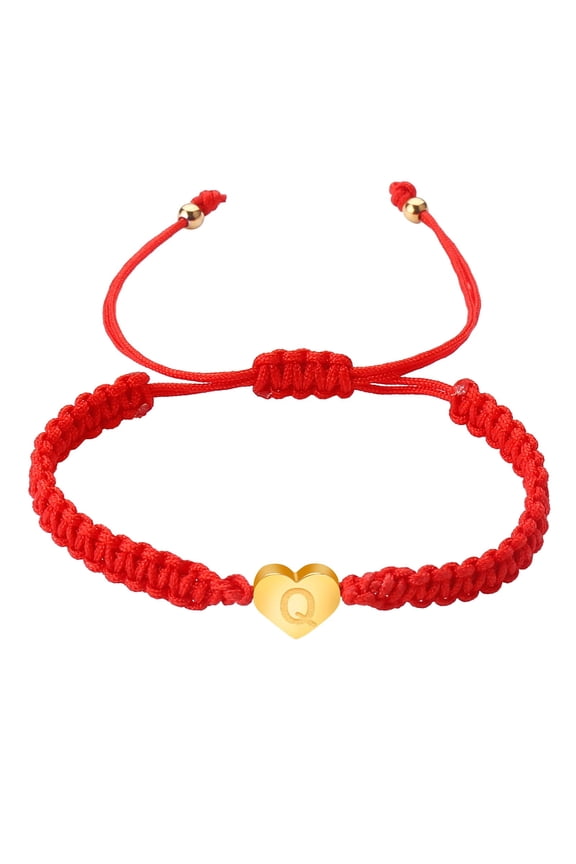 Personalized Initial Bracelet Gold Plated Letter Woven Bracelet with Heart Charm for Women Men