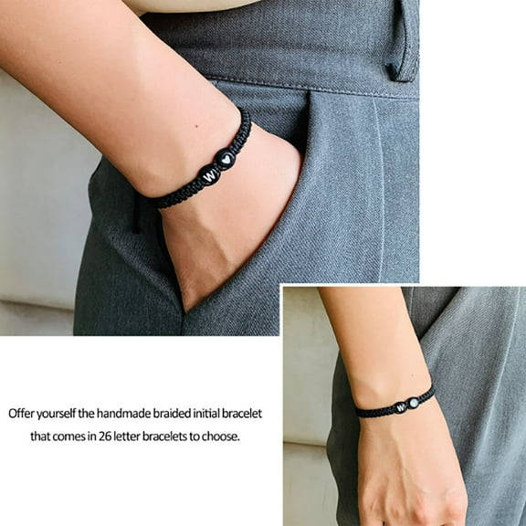 Personalized Initial Bracelet Handmade Braided Couple Bracelet Adjustable for Men Women