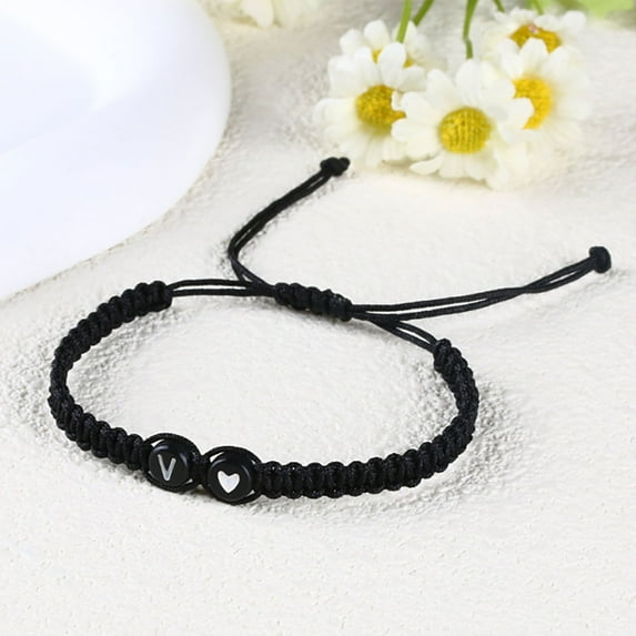 Personalized Initial Bracelet Handmade Braided Couple Bracelet Adjustable for Men Women