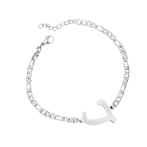 Personalized Initial Bracelet Silver Plated Titanium Steel Letter Bracelet Titanium Steel Bracelet Delicate Disc Name Bracelet For Women Girls