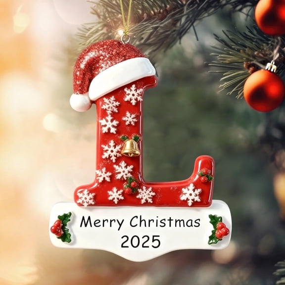 Personalized Initial Christmas Ornaments 2025 Custom Ornaments with Name, Personalized A-Z 26 Letter Ornament, 3D Acrylic Name Ornament for Christmas Tree, Xmas Gifts for Family Kids Friends L