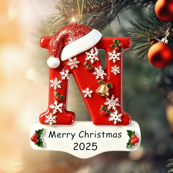 Personalized Initial Christmas Ornaments 2025 - Custom Ornaments with Name, Personalized A-Z Letter Ornament, 3D Resin Name Ornament for Christmas Tree, Xmas Gifts for Family Kids Friends