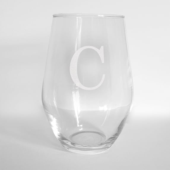 Personalized Initial Contemporary Stemless Wine Glass