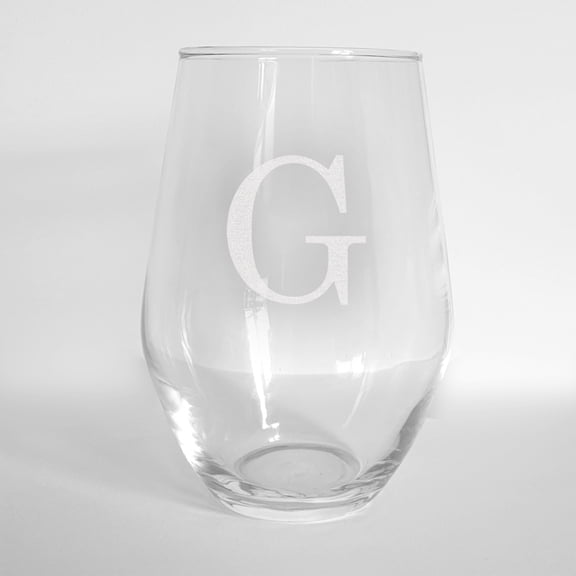 Personalized Initial Contemporary Stemless Wine Glass