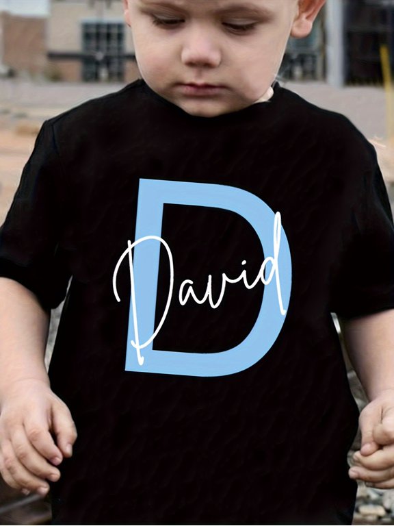 Personalized Initial D Name David Graphic Tee For Boy Cute Birthday Gift Unisex Short Sleeve Cotton Tee