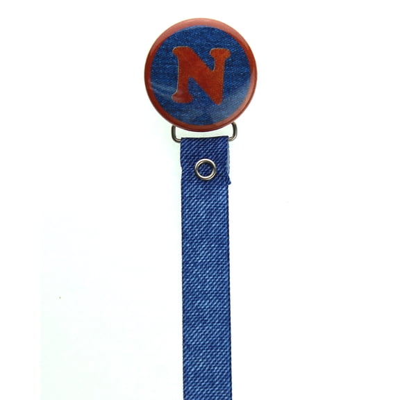 Personalized Initial Denim & Leather Pacifier Clip