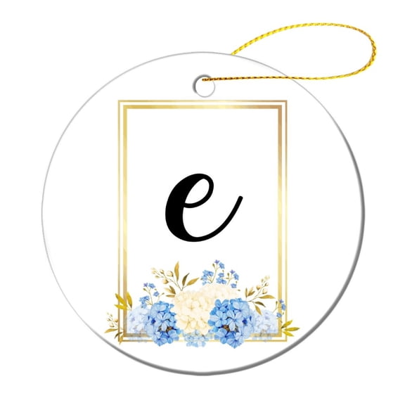 Personalized Initial E Letter Christmas Ceramic Ornament Floral Initial Customized Round Ceramic Ornament Xmas Trees Decorations Keepsake Gifts for Woman Friend Birthday