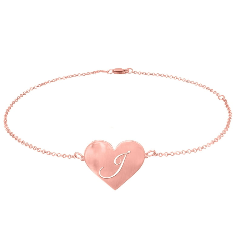 Personalized Initial Heart Anklet in 14Kt Rose Gold Plated