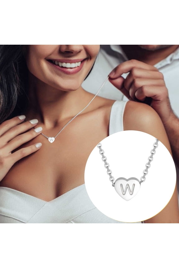 Personalized Initial Heart Necklace for Women Stainless Steel Letter Jewelry Gift