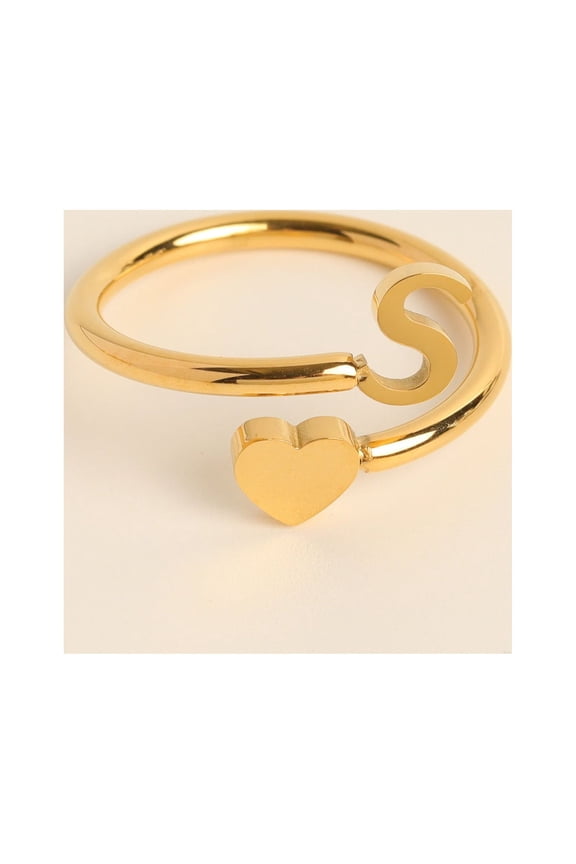 Rings To My Granddaughter Initial Heart Ring 26 Letter Fashion Jewelry Unique Accessories for Giving