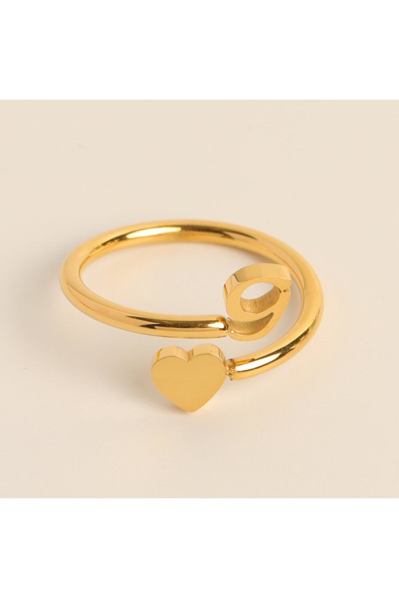 Personalized Initial Heart Ring for Granddaughter Letter Jewelry Gift