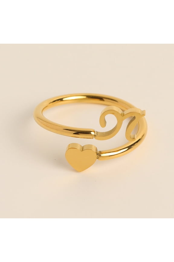 Personalized Initial Heart Ring for Granddaughter Letter Jewelry Gift