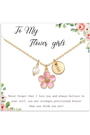 Personalized Initial Letter Necklaceļ¼14K Gold Plated Floral Daisy Pendant Jewelry Gift for Wedding Party