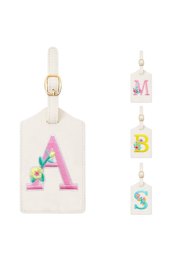 Personalized Initial Luggage Tag for Suitcase,Cute Embroidered Letter Leather
