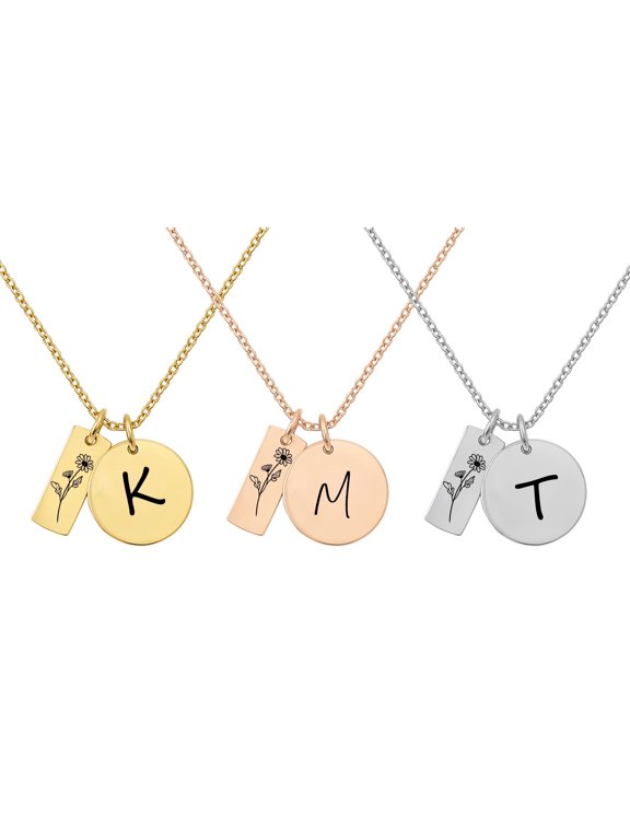 Personalized Initial Necklace with Birth Flower - Handmade Rose Gold Necklace For Women Birth Month - Trending Mother's Day Gift for Mom, Custom Floral Jewelry - April Birthday Gifts for Women