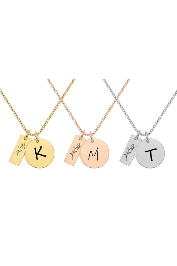 Personalized Initial Necklace with Birth Flower - Handmade Rose Gold Necklace For Women Birth Month - Trending Mother's Day Gift for Mom, Custom Floral Jewelry - March Birthday Gifts for Women
