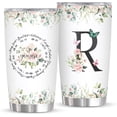 thumbnail image 1 of Personalized Initial R Tumbler 20oz, Monogrammed Gift for Women Birthday Mothers Day Religious Gift, Personalized Christian Gift for Women Initial Coffee Mug, 1 of 5