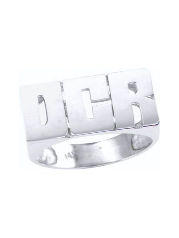 Personalized Initial Ring - Name Ring Unisex Block Style 10mm 14K Yellow or 14K White Gold. Special Order, Made to Order. PLR019W